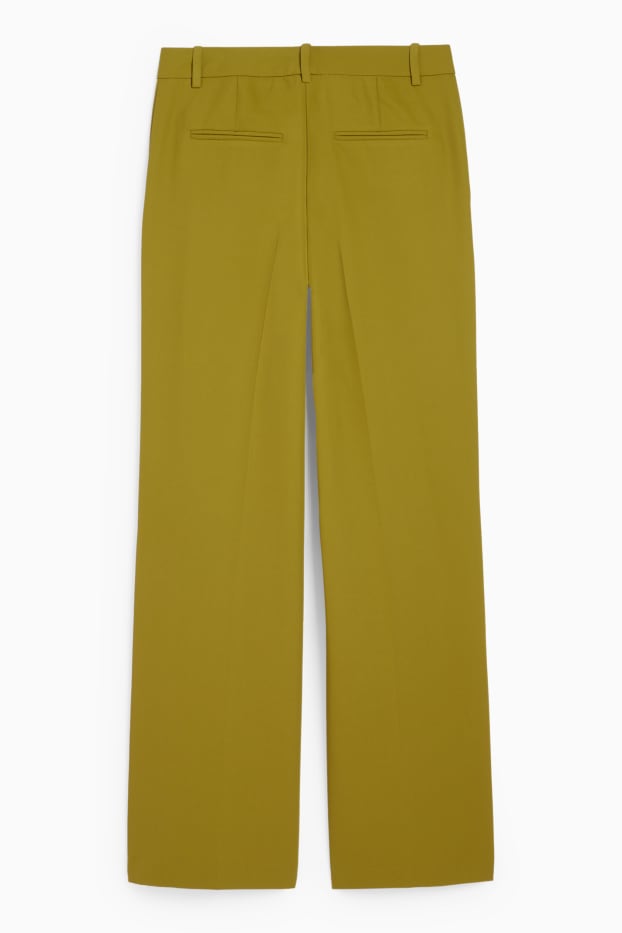 Femei - Pantaloni office - talie medie - wide leg - verde deschis