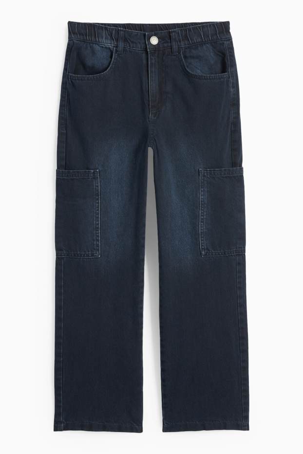 Copii - Băieți - Cargo jeans - jeans termoizolanți - denim-albastru închis