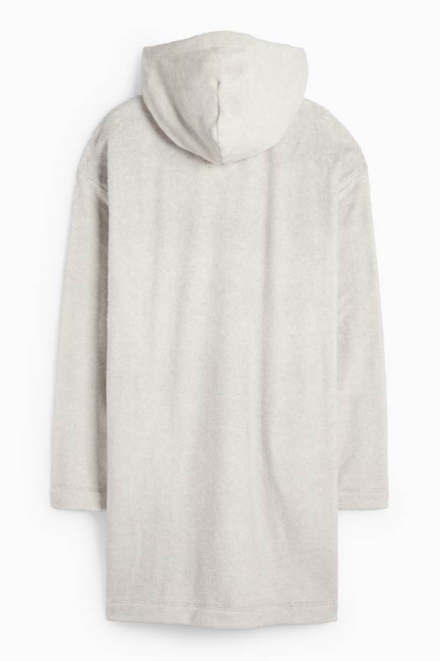 Femei - Cămașă de noapte din fleece cu glugă - Lilo & Stitch - gri deschis