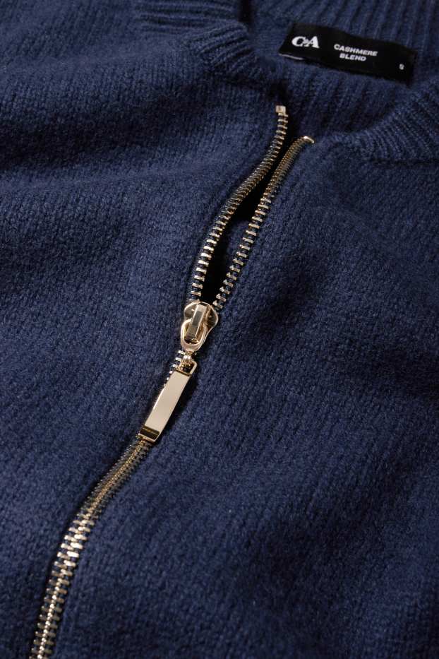 Women - Cardigan with cashmere content - wool blend - dark blue