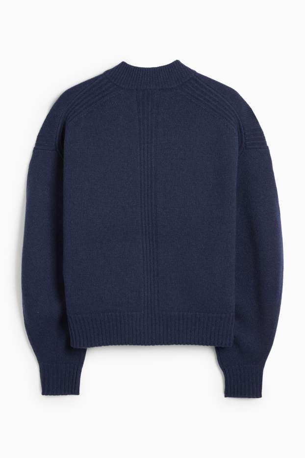 Women - Cardigan with cashmere content - wool blend - dark blue
