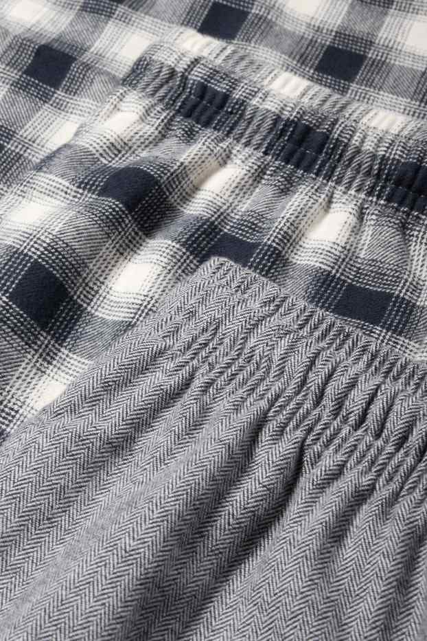 Bărbați - Multipack 2 perechi - pantaloni de pijama din flanel - cu model - albastru închis