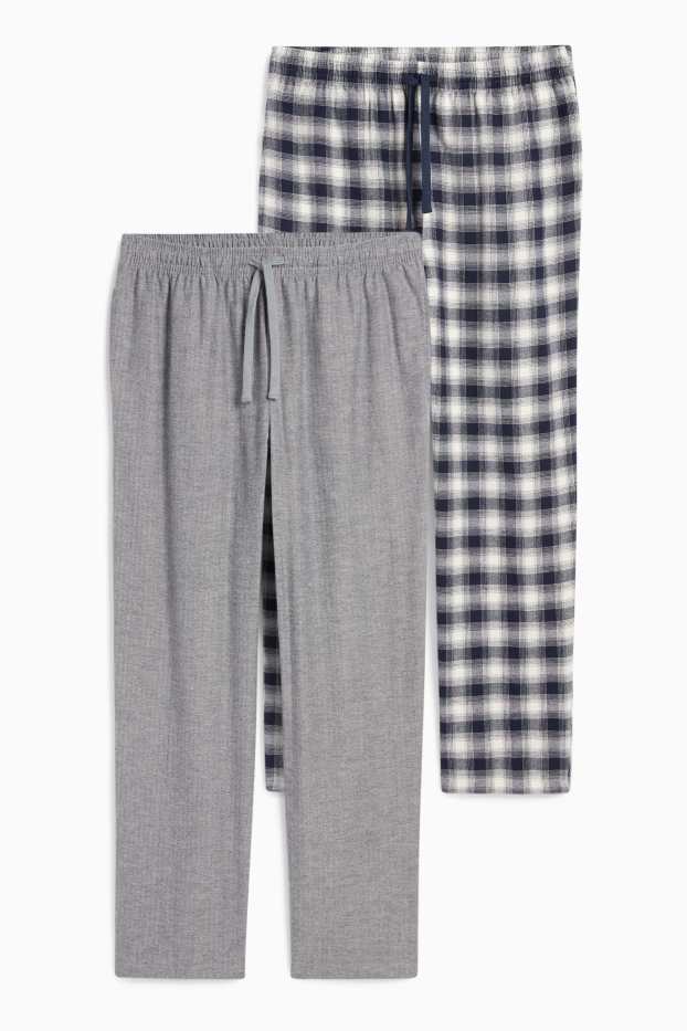 Bărbați - Multipack 2 perechi - pantaloni de pijama din flanel - cu model - albastru închis