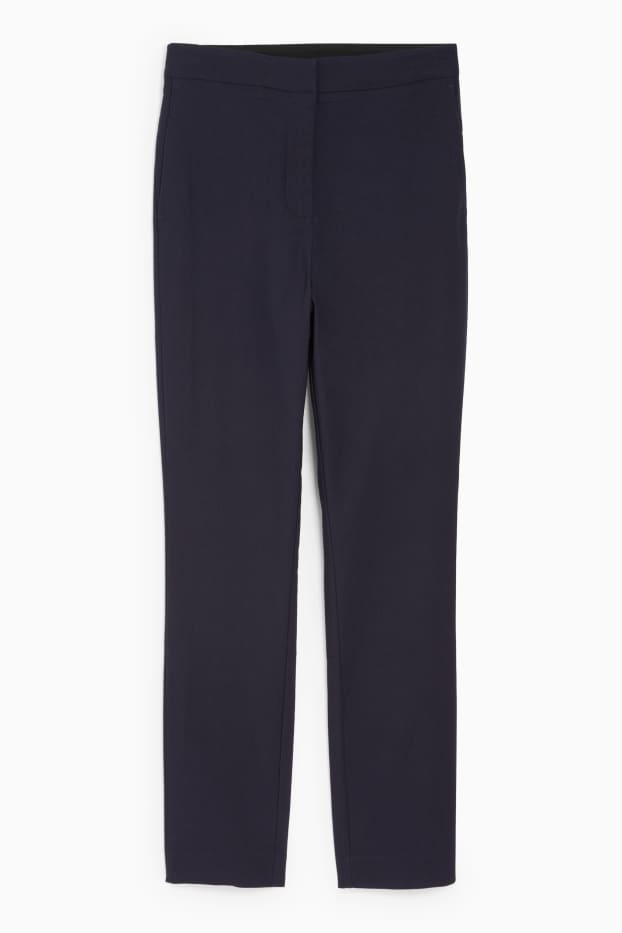 Femei - Pantaloni de stofă - talie medie - tapered fit - albastru închis