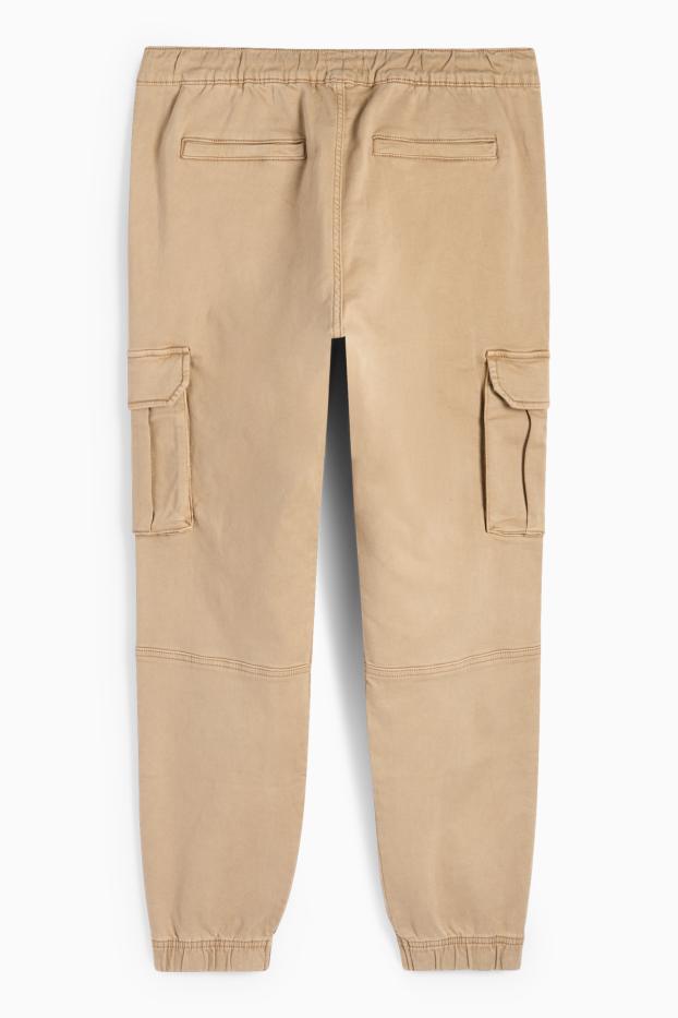 Bărbați - Pantaloni cargo - tapered fit - LYCRA® - taupe
