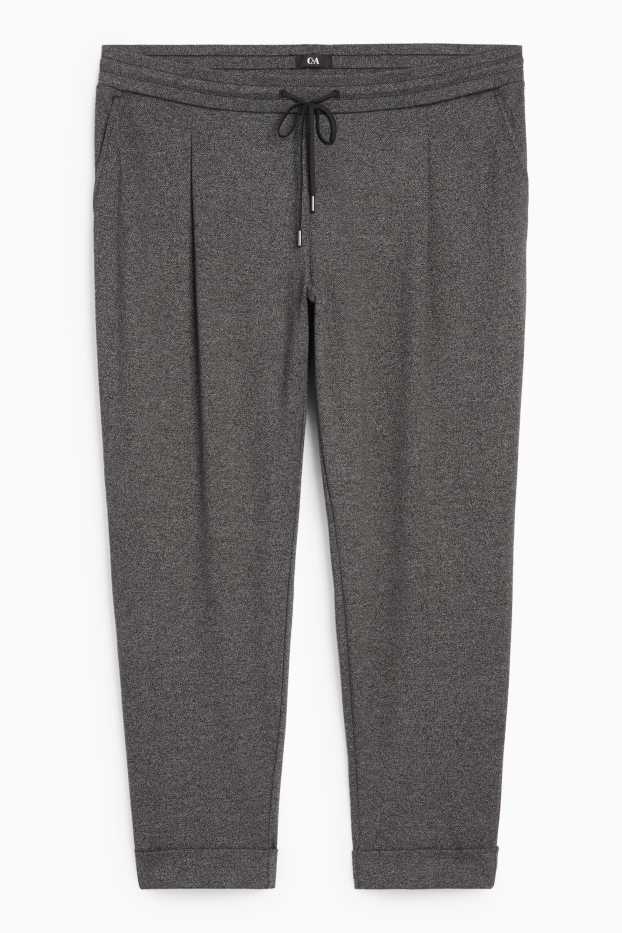 Femei - Pantaloni din jerseu - talie medie - tapered fit - structurați - gri închis