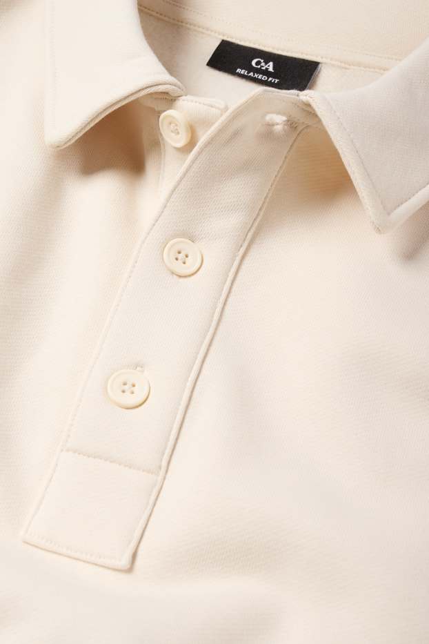 Bărbați - Tricou polo - relaxed fit - alb-crem