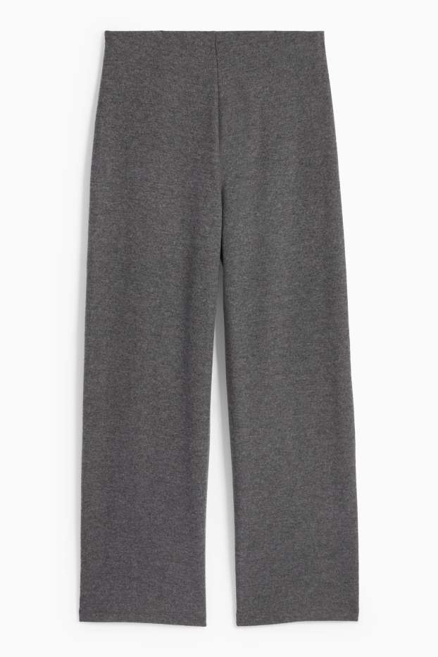 Femei - Pantaloni de trening din tricot - gri melanj