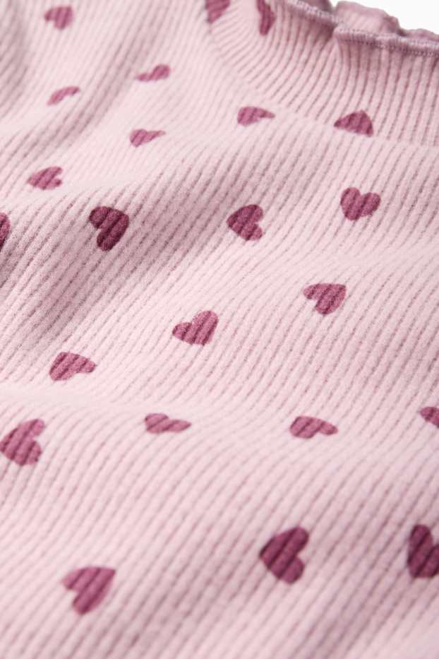 Copii - Fete - Inimă - tricou cu mânecă lungă - reiat - violet deschis