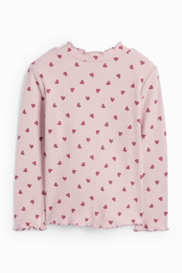 Copii - Fete - Inimă - tricou cu mânecă lungă - reiat - violet deschis