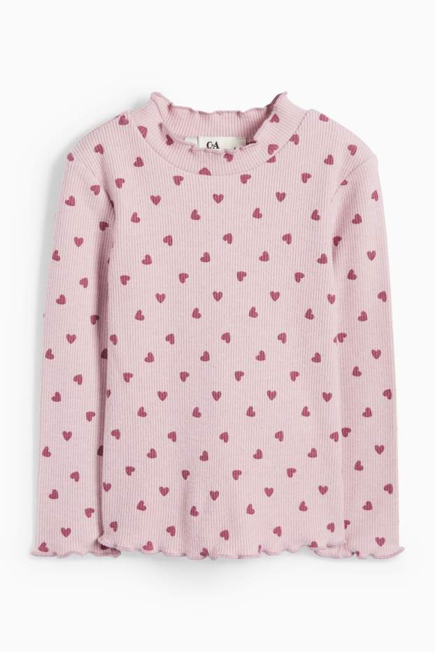 Copii - Fete - Inimă - tricou cu mânecă lungă - reiat - violet deschis