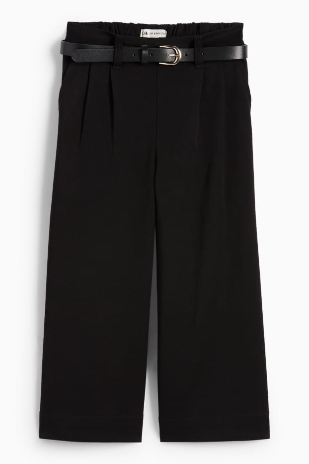 Copii - Fete - Pantaloni de stofă cu curea - negru