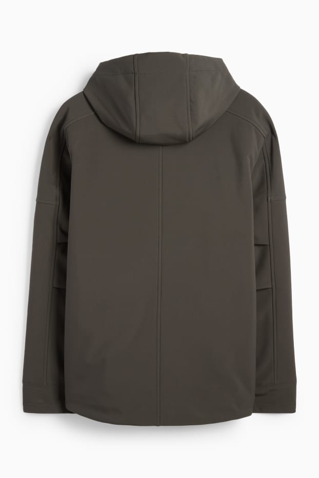 Bărbați - Geacă softshell cu glugă - rezistentă la apă - verde închis