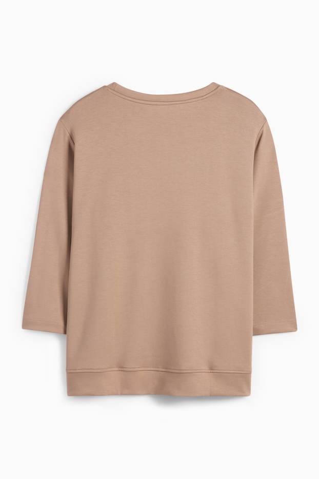 Femei - Tricou cu mânecă lungă - relaxed fit - bej