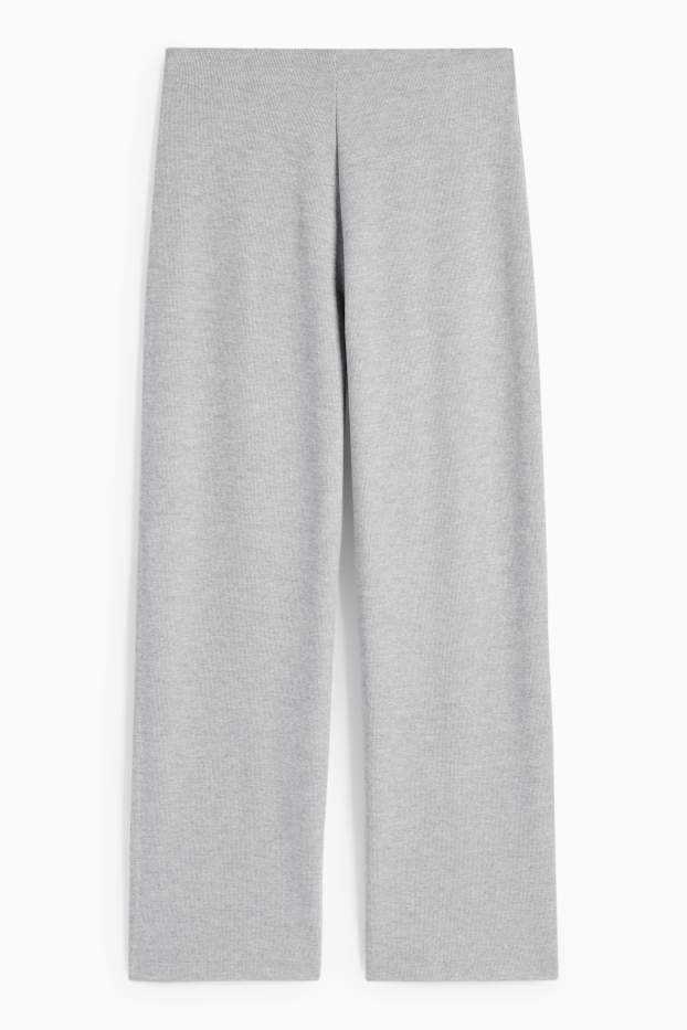Femei - Pantaloni de trening din tricot - gri deschis melanj