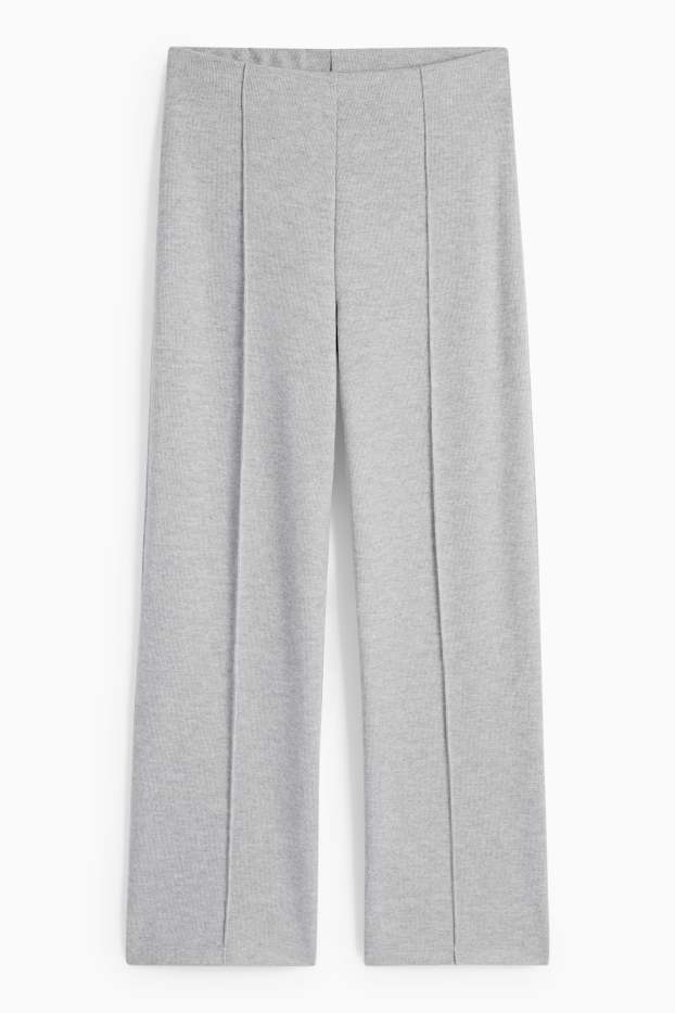 Femei - Pantaloni de trening din tricot - gri deschis melanj
