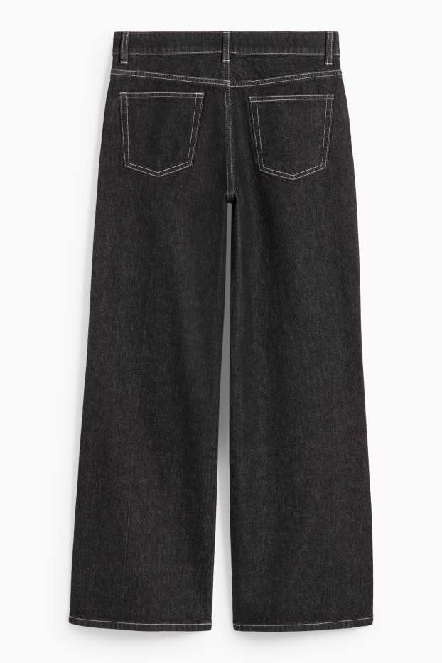 Femei - Wide leg jeans - talie joasă - denim-gri închis