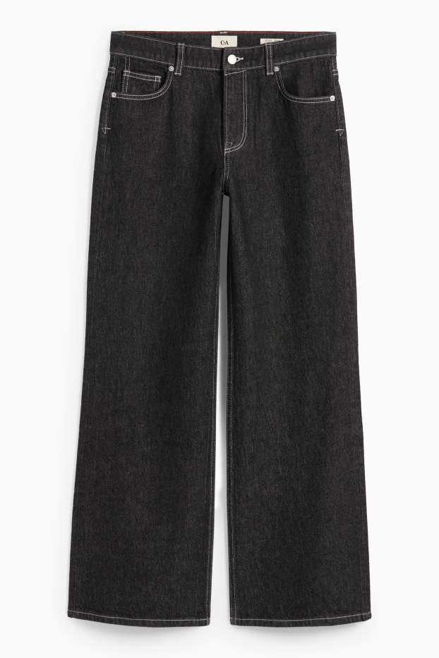 Femei - Wide leg jeans - talie joasă - denim-gri închis