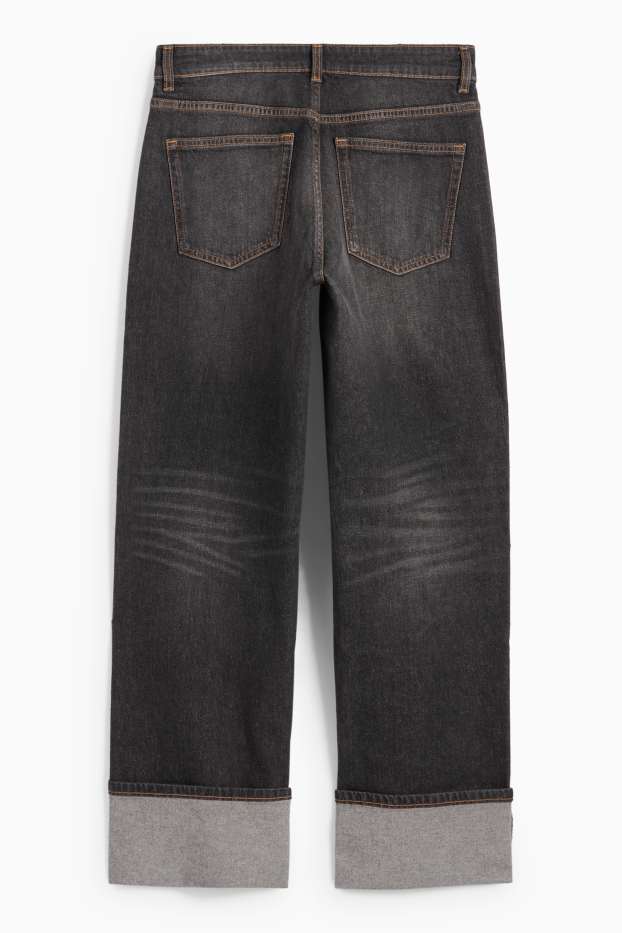 Women - Baggy jeans - mid-rise waist - denim-dark gray