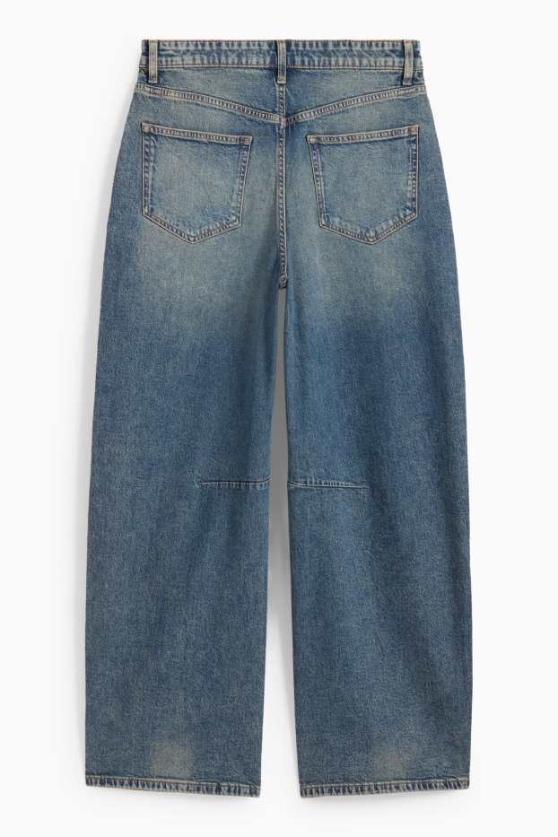 Femei - Balloon jeans - talie medie - denim-albastru gri