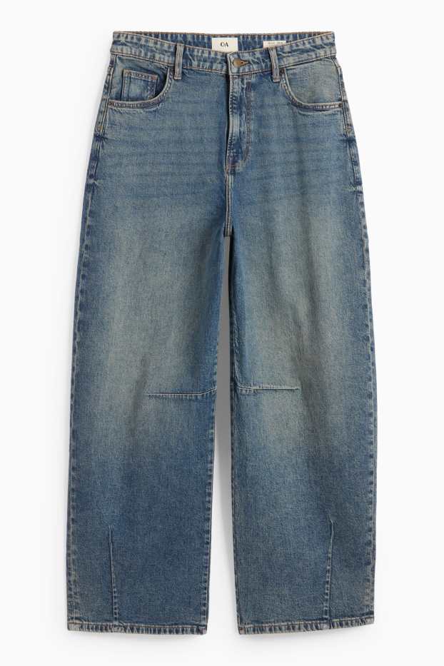 Femei - Balloon jeans - talie medie - denim-albastru gri