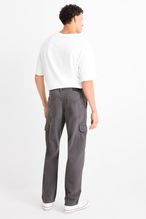 Bărbați - Pantaloni cargo - relaxed fit - gri închis