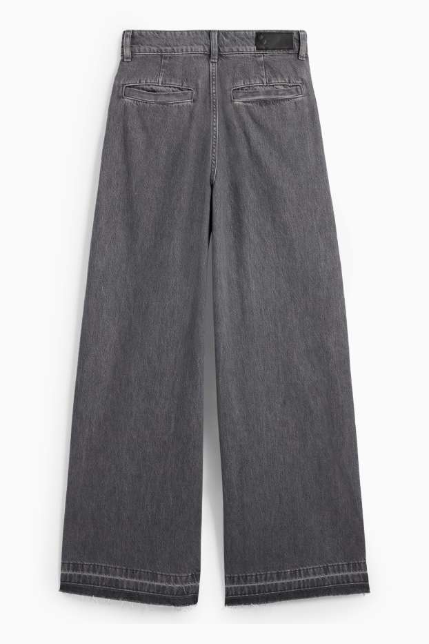 Femei - Wide leg jeans - talie medie - denim-gri