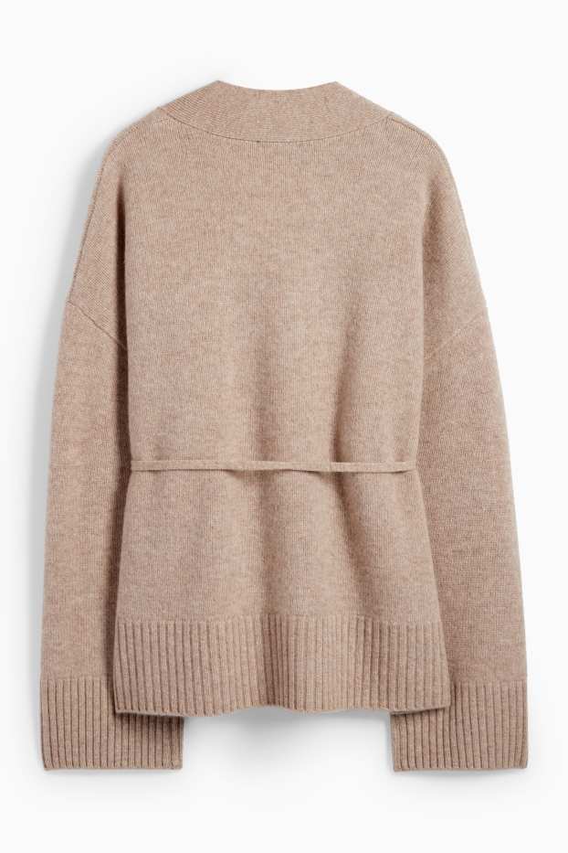 Femmes - Gilet en maille avec teneur en cachemire - laine mélangée - marron clair