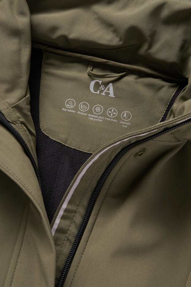 Femei - Palton din softshell cu glugă - rezistent la apă - 4 Way Stretch - verde