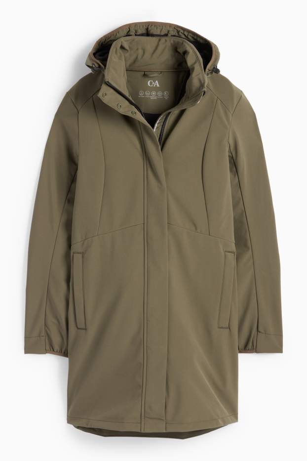 Femei - Palton din softshell cu glugă - rezistent la apă - 4 Way Stretch - verde