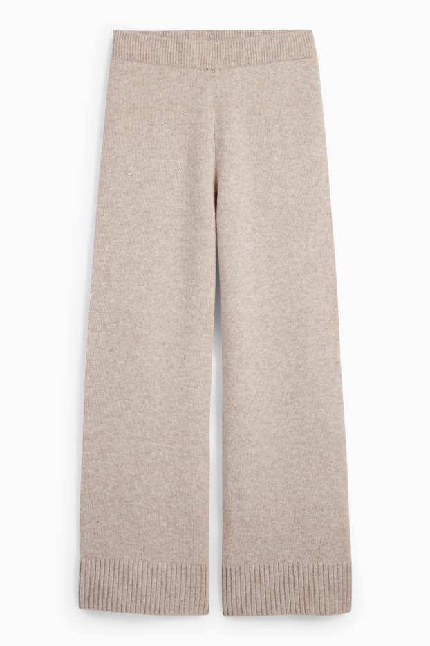 Damen - Strick-Jogginghose mit Kaschmir-Anteil - Woll-Mix - hellbeige