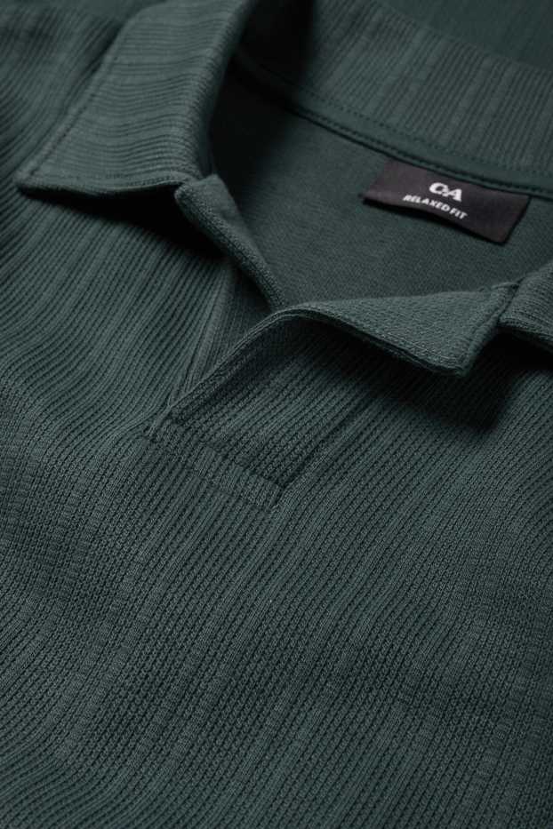Bărbați - Tricou polo - relaxed fit - structurat - verde închis