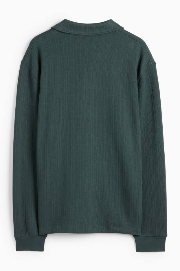 Bărbați - Tricou polo - relaxed fit - structurat - verde închis