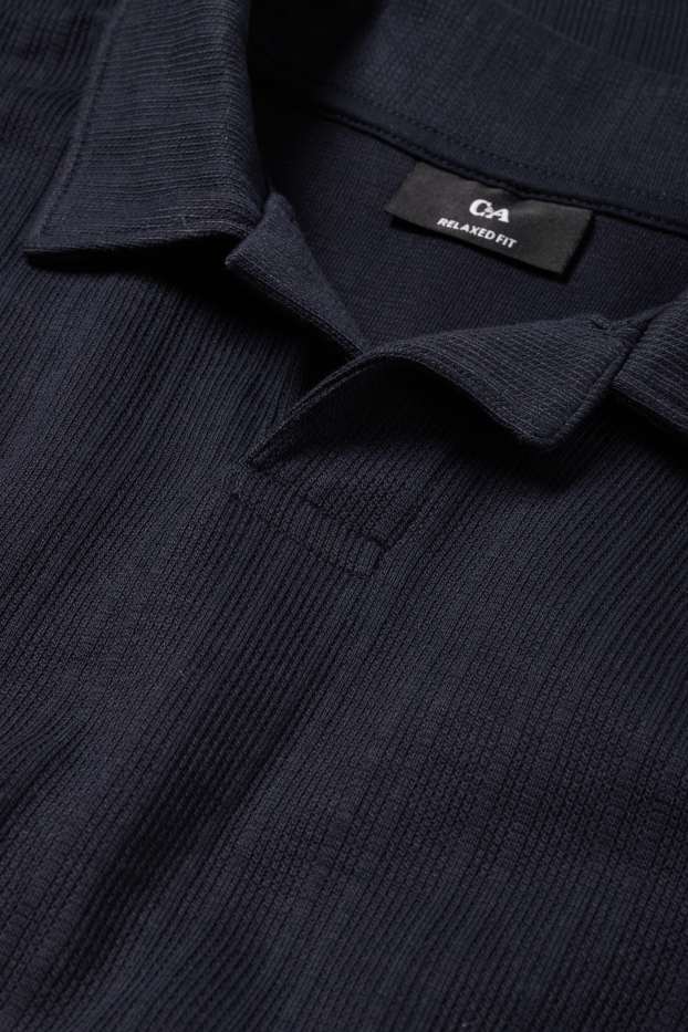Bărbați - Tricou polo - relaxed fit - structurat - albastru închis