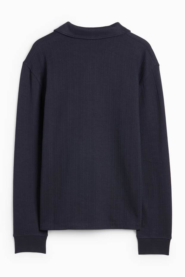 Bărbați - Tricou polo - relaxed fit - structurat - albastru închis