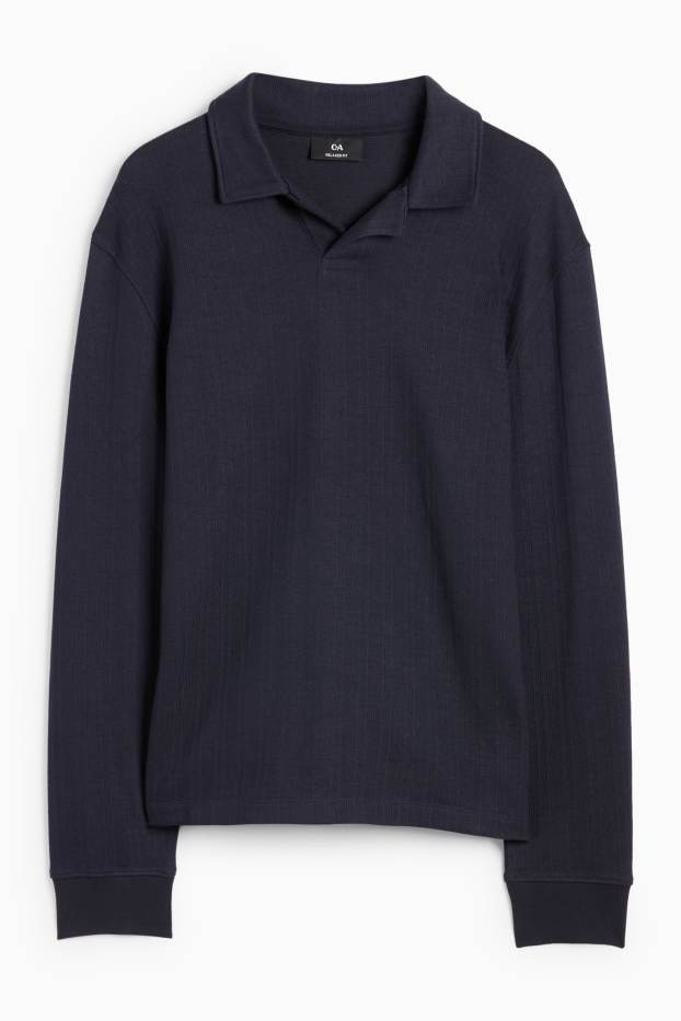 Bărbați - Tricou polo - relaxed fit - structurat - albastru închis