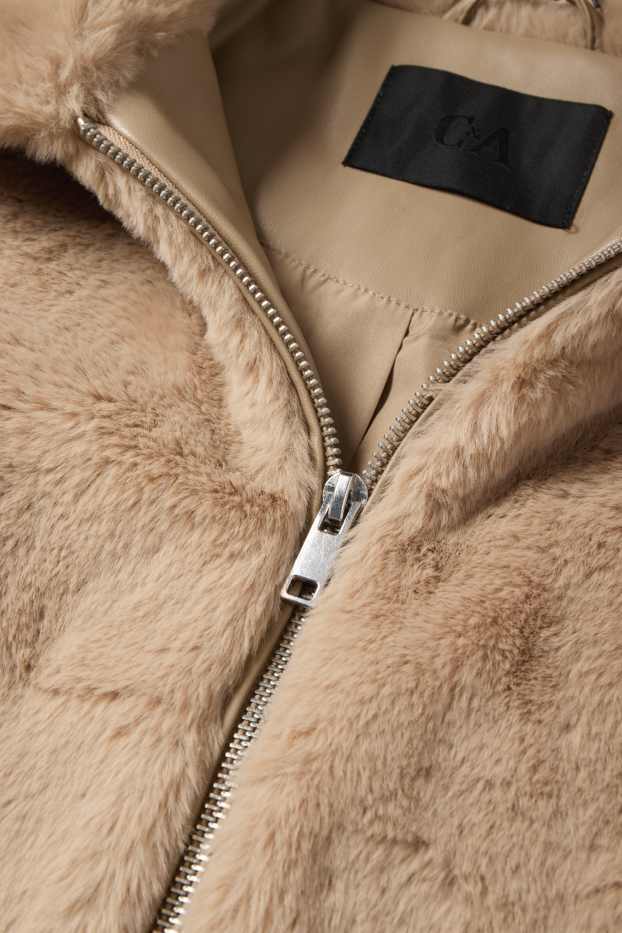 Women - Faux fur jacket - beige