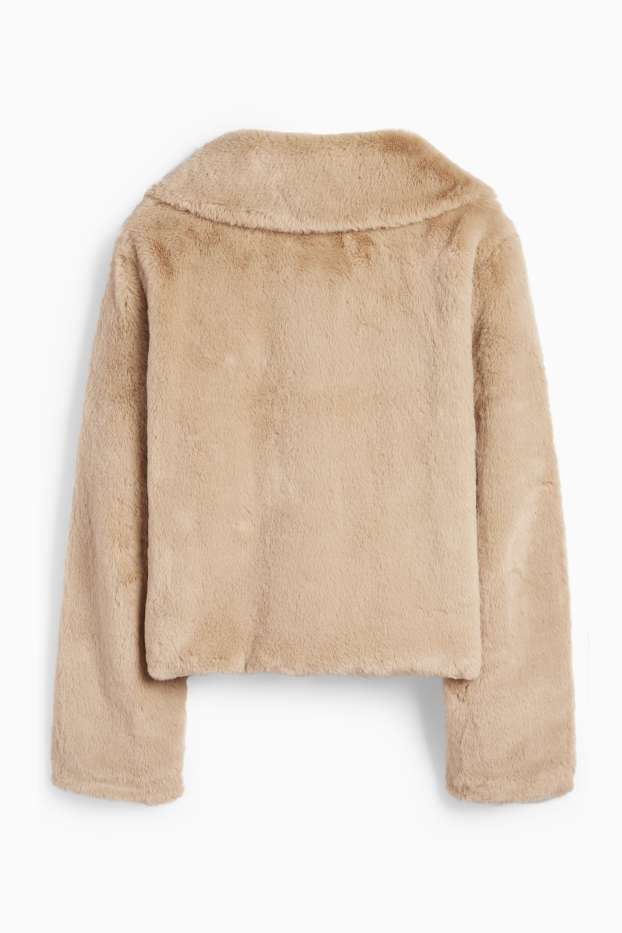 Women - Faux fur jacket - beige