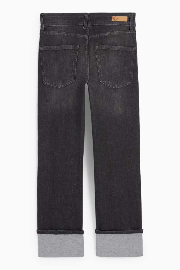 Femei - Crop straight jeans - talie medie - LYCRA® - denim-gri