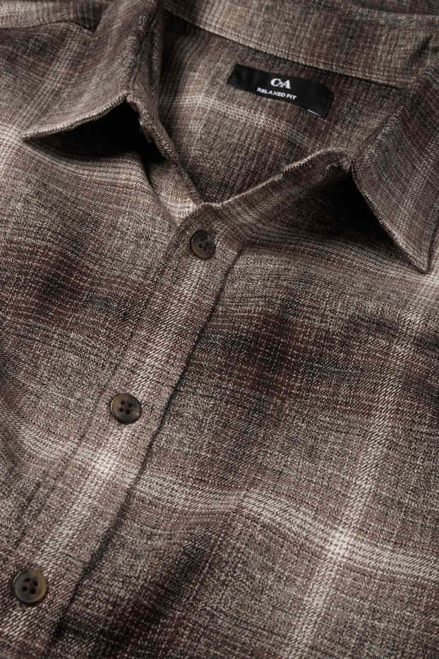 Herren - Flanellhemd - Relaxed Fit - Kent - kariert - braun