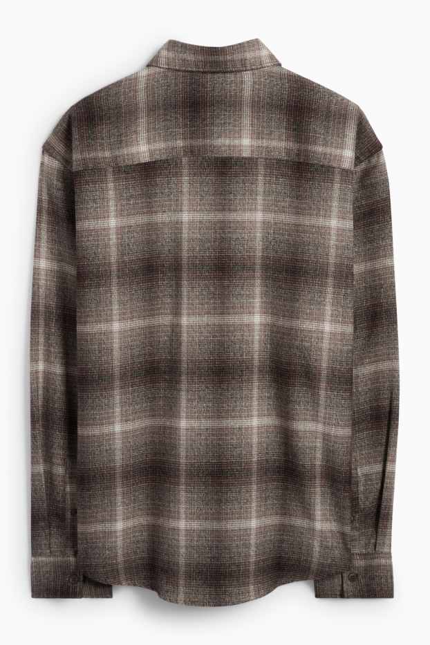 Herren - Flanellhemd - Relaxed Fit - Kent - kariert - braun