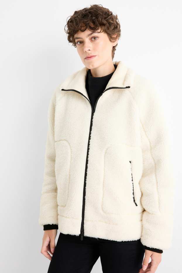Donna - Giacca effetto peluche - bianco crema