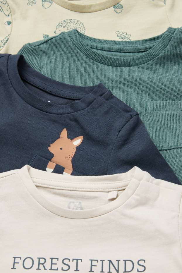 Bebeluși - băieți - Multipack 4 buc. - animale de pădure - tricou cu mânecă lungă bebeluși - bej deschis