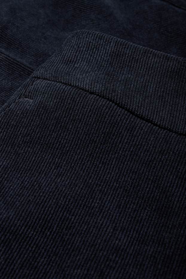 Femei - Pantaloni din catifea reiată - talie medie - wide leg - albastru închis