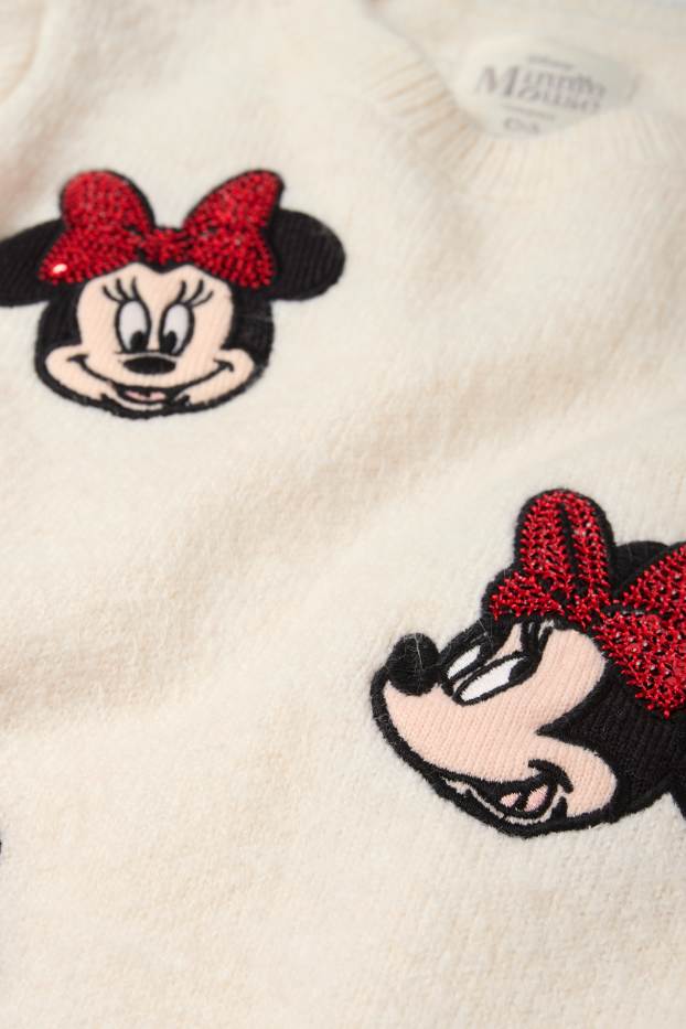 Copii - Fete - Minnie Mouse - pulover - alb-crem