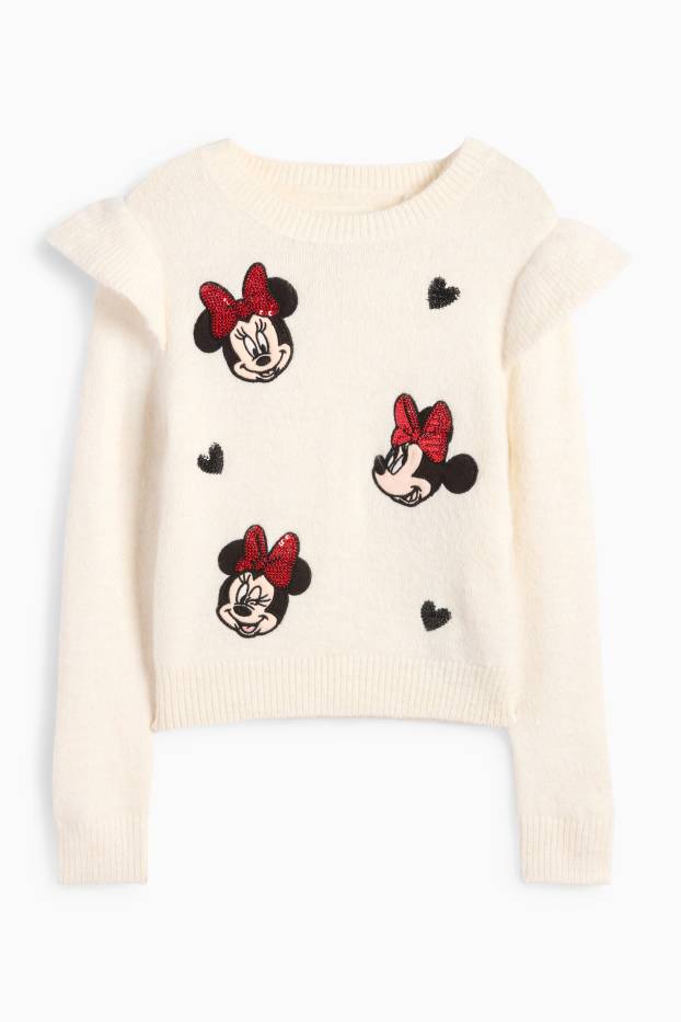 Copii - Fete - Minnie Mouse - pulover - alb-crem