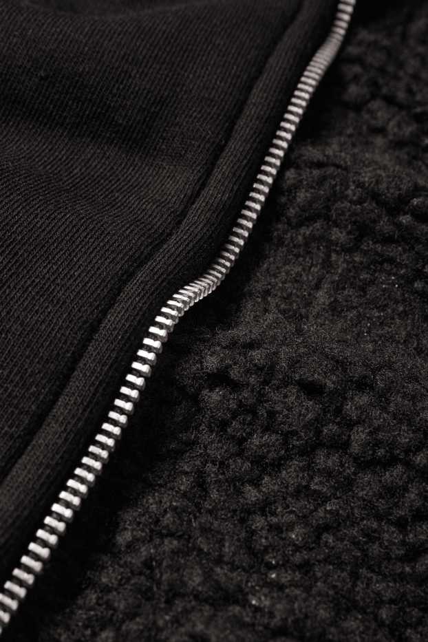 Uomo - Felpa con zip e cappuccio - foderato - nero