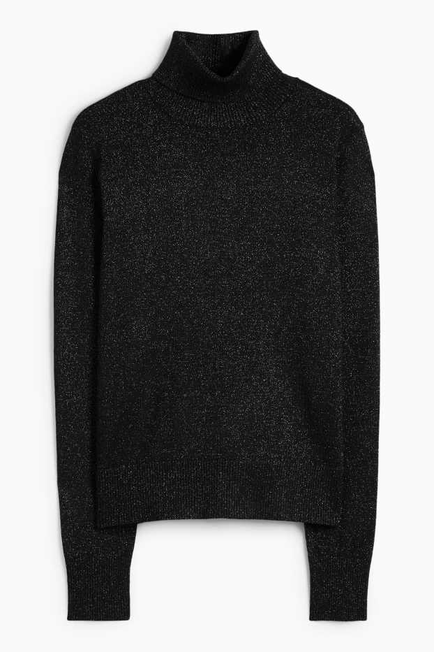 Femei - Pulover cu guler rulat - negru