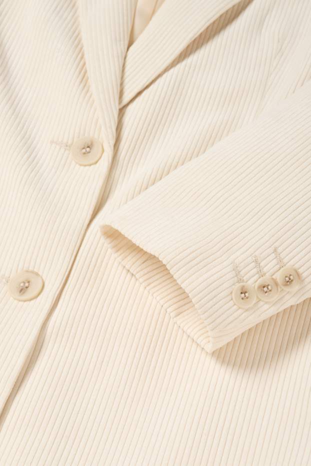 Femei - Blazer lung din catifea reiată - regular fit - crem