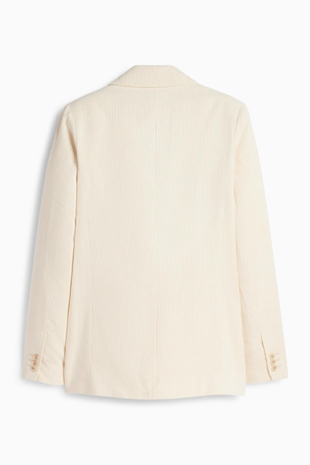 Femei - Blazer lung din catifea reiată - regular fit - crem